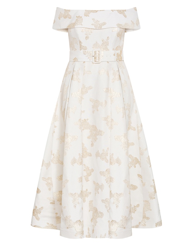 City Chic - Plus size High Status Jacquard Gown - light gold