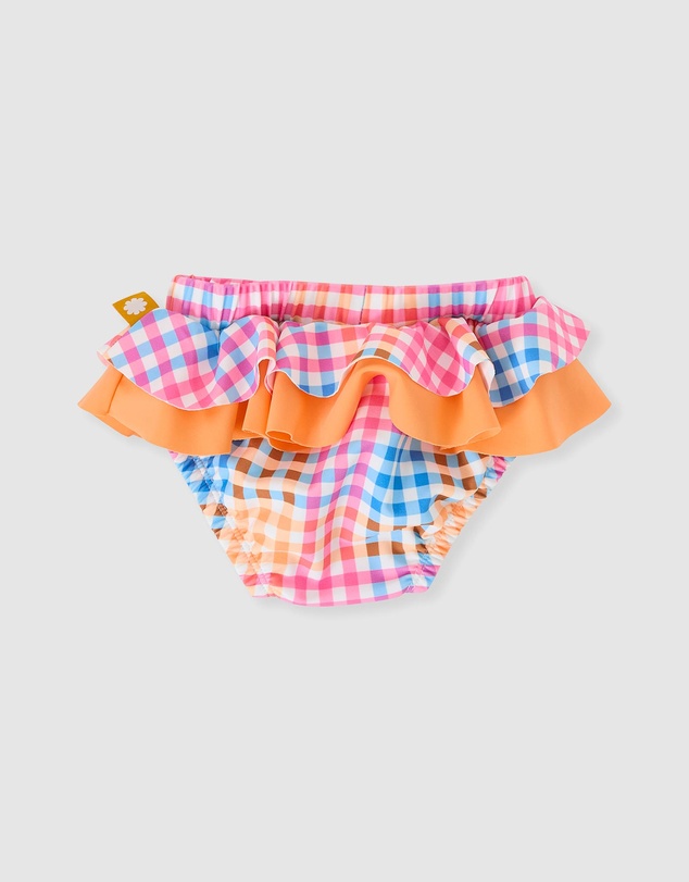 Goldie + Ace - Rainbow Gingham Frill Waist Swim - Babies