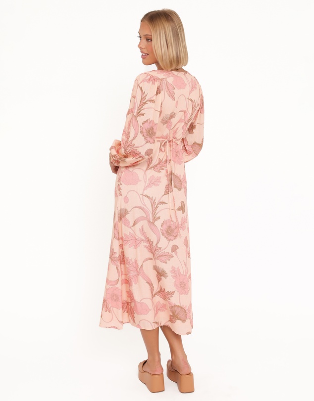 Petal & Pup - Kolby Long Sleeve Midi Dress - Pink Floral