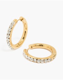 Lovisa - Waterproof Gold Plated Stainless Steel Diamante Hinged Half Hoop Earrings