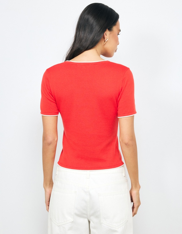 AERE - Ayla Contrast Organic Cotton Knit Top