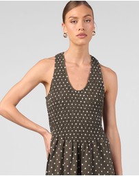 MVN - Shirring Top Polka Dot Maxi Dress