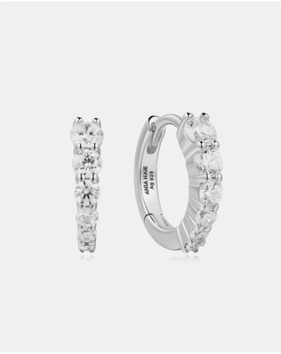 Ania Haie - Ania Haie Silver Gradient Pave Huggies