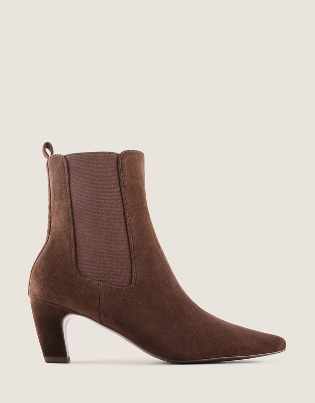 Shelly Shen - Fame Heel Ankle Boots Chocolate Suede