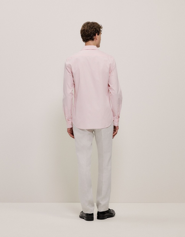 Trenery - Cotton Poplin Stripe Tailored Fit Shirt in Blossom Pink