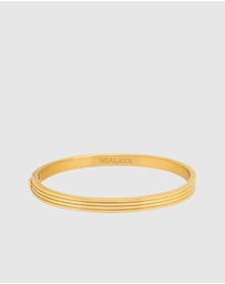 Nialaya Jewellery - Men's Gold Gentleman Bangle