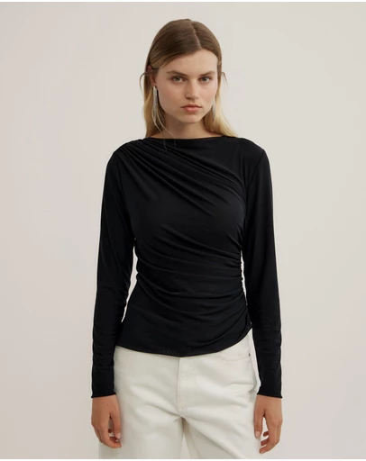 Witchery - Mesh Drape Long Sleeve Top
