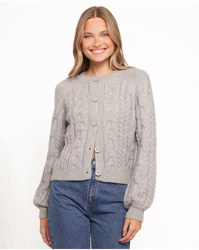 Petal & Pup - Nika Cable Knit Cardigan - Grey