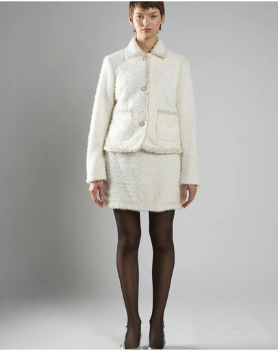 Glamorous - Button-Front Long Sleeve Textured Coat