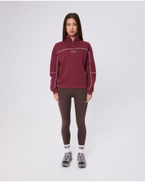 Upstate - Half Zip Pannelled Crew - Warm Cherry
