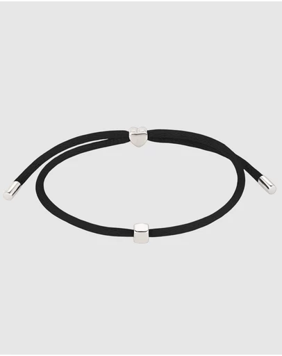 Elli Jewelry - Heart Charm Black Satin Bracelet