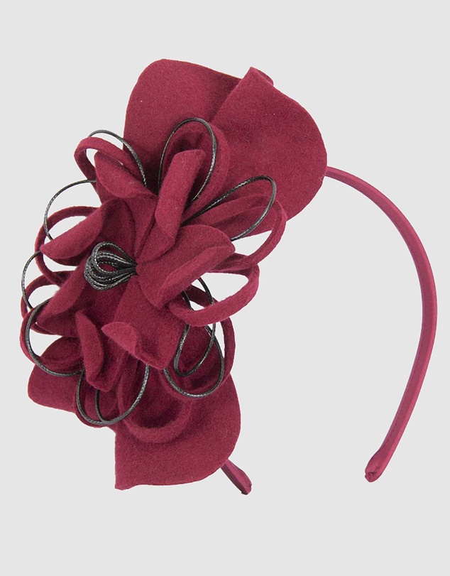 Max Alexander - Felt Burgundy Flower Winter Racing Fascinator