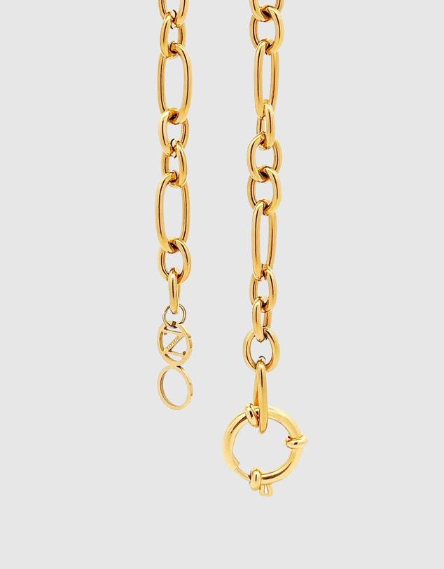 Nialaya Jewellery - Women's Gold Cable Choker with Chunky Heart Pendant