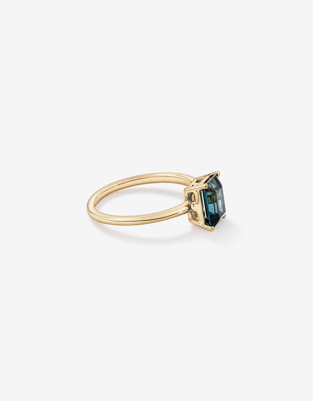 Michael Hill - Emerald Cut London Blue Topaz Gemstone Solitaire Ring in 10kt Yellow Gold
