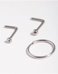 Lovisa - Surgical Steel Diamante Nose Ring Pack