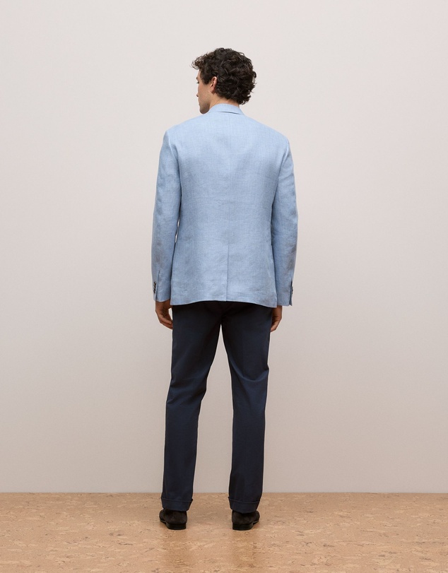 Trenery - Regular Fit Yarn Dyed Linen Blazer in Dusty Blue