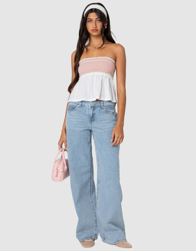 EDIKTED - Rena ribbed peplum top