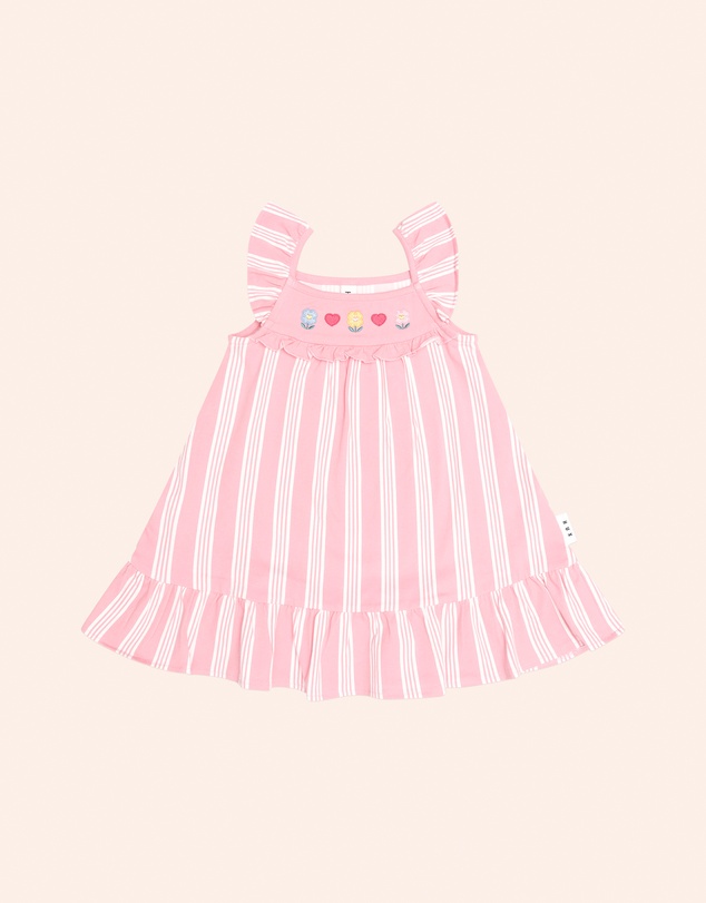 Huxbaby - Floral Emb Stripe Dress - Babies-Teens