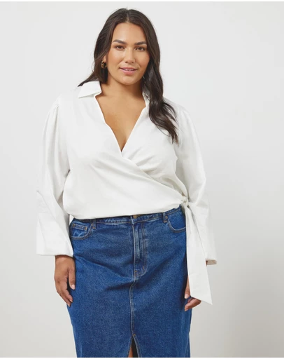 Atmos&Here Curvy - Tessa Linen Blend Shirt