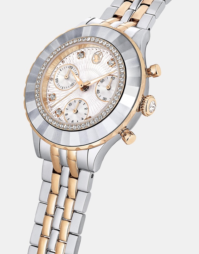 Swarovski - Octea Chrono Watch, Swiss Made, Metal Bracelet, Rose Gold Tone, Mixed Metal Finish