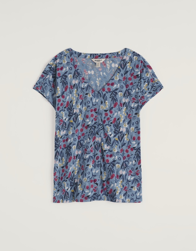 Seasalt - Seasalt Cornwall Blue Studio Glass V-neck Jersey Top