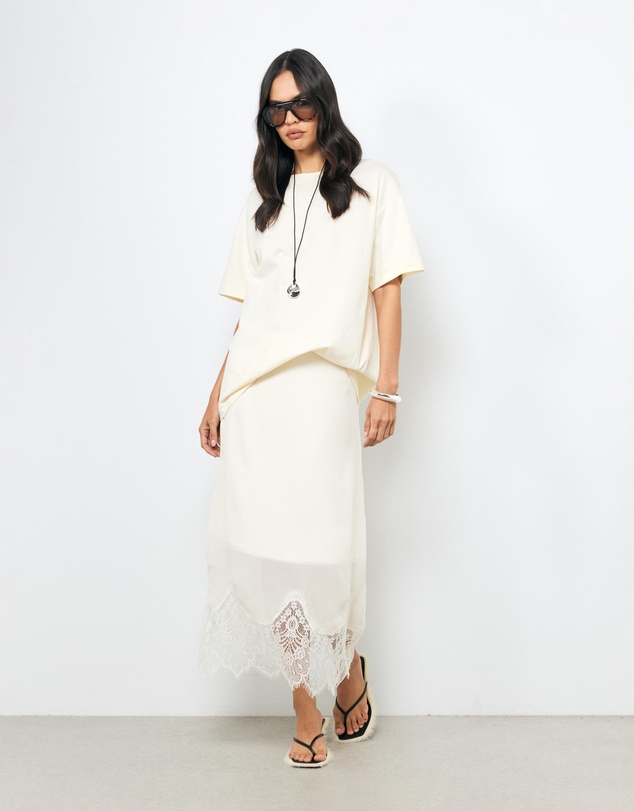 AERE - Alina Lace Trim Slip Skirt