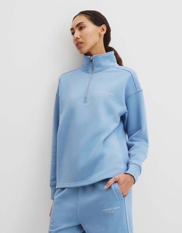 Country Road - Australian Good Earth Cotton Zip Neck Sweat