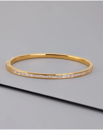 Wanderlust + Co - Classic Baguette 14K Gold Vermeil Bangle