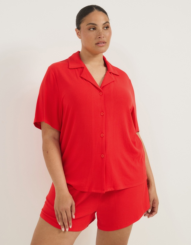 Atmos&Here Curvy - Darcey Soft Ribbed Short Sleeve Pyjama Set
