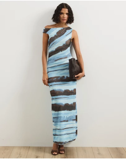 Atmos&Here - Koda Mesh Off Shoulder Midi Dress