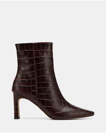 Raisin Croc Embossed Leather
