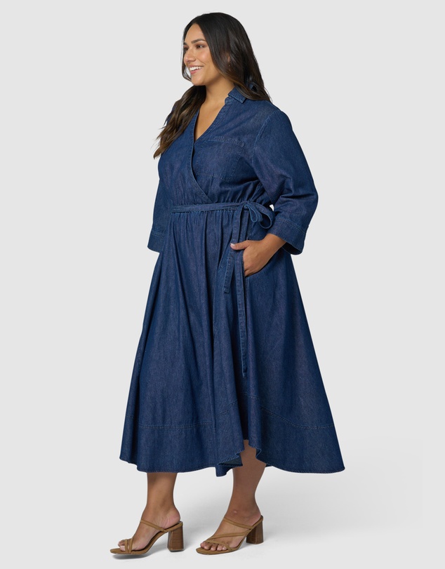Indigo Tonic - Thalia Chambray Wrap Midi Dress