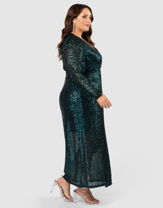 Pink Dusk by Curve Project - All I Want Sequin Maxi Dress