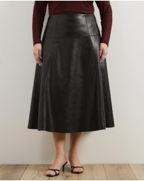 Atmos&Here Curvy - Kori Leather Look Midi Skirt