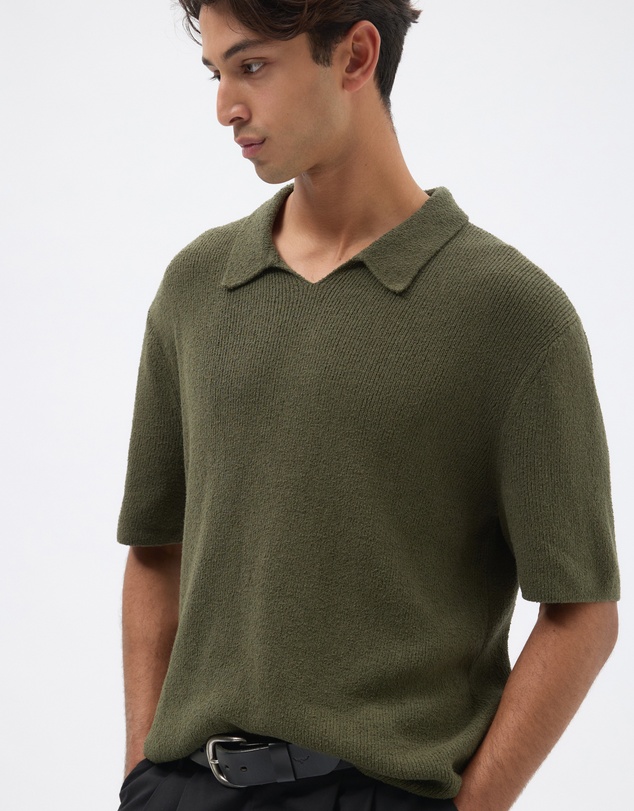AERE - Organic Cotton Knit Boucle Polo