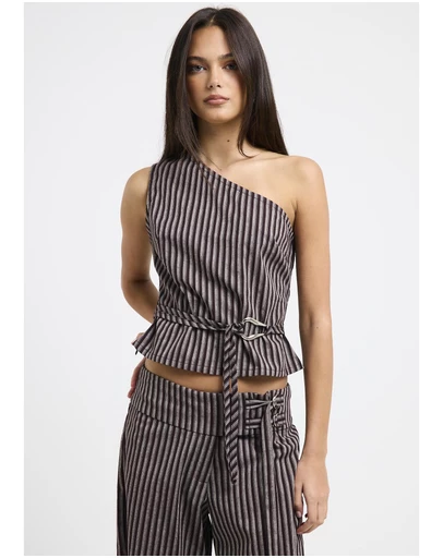 Subtitled - Naia Stripe One Shoulder Top