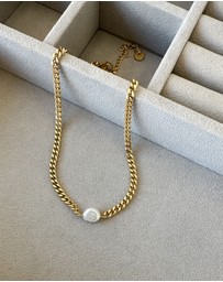 Pastiche - Eliah Pearl Necklace-Gold plated stainless steel