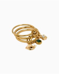 Lovisa - Waterproof Gold Plated Stainless Steel Evil Eye Charm Stacked Ring