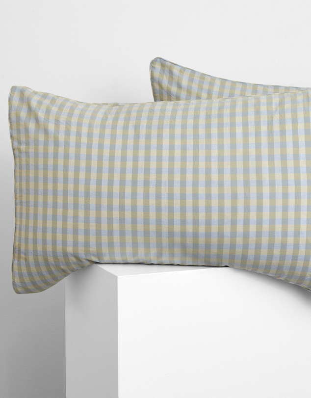 Sheet Society - Leo Washed Cotton Gingham Fitted Sheet Set