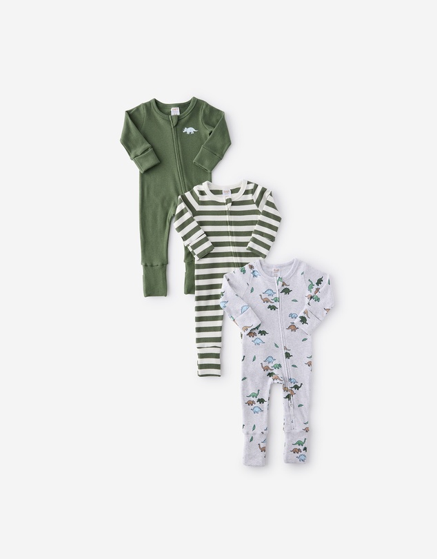 Cotton On Kids - The 3Pk Long Sleeve Zip Romper