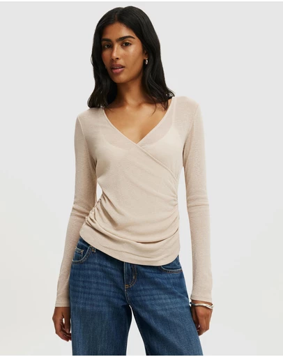 Cotton On - Soul Faux Wrap Long Sleeve Top