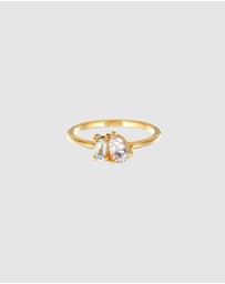 Elli Jewelry - Ring Drop Elegant with Topaz gemstone in 925 sterling silver gold plated