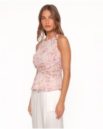 Petal & Pup - Limona Peplum Top - Blurred Pink Floral