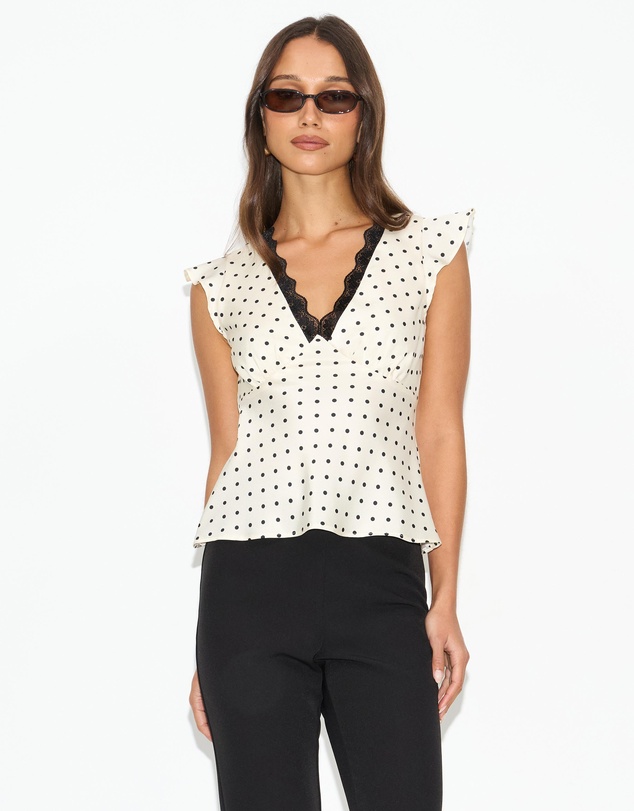 Dazie - Date Night Polka Dot Top
