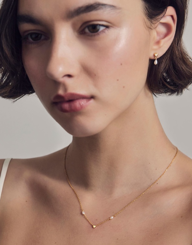 SAINT VALENTINE - Heart & Pearl Necklace - Gold