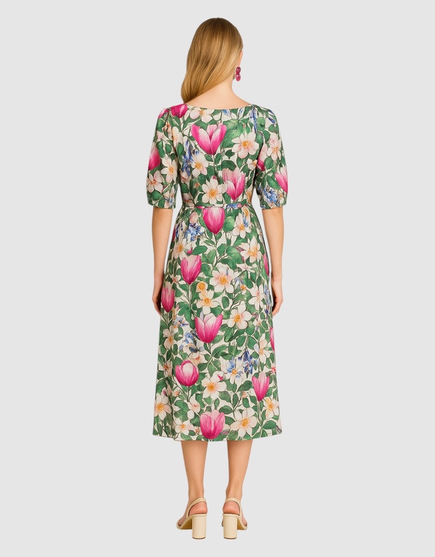 Honey and Beau - Puff Sleeve Midi Dress