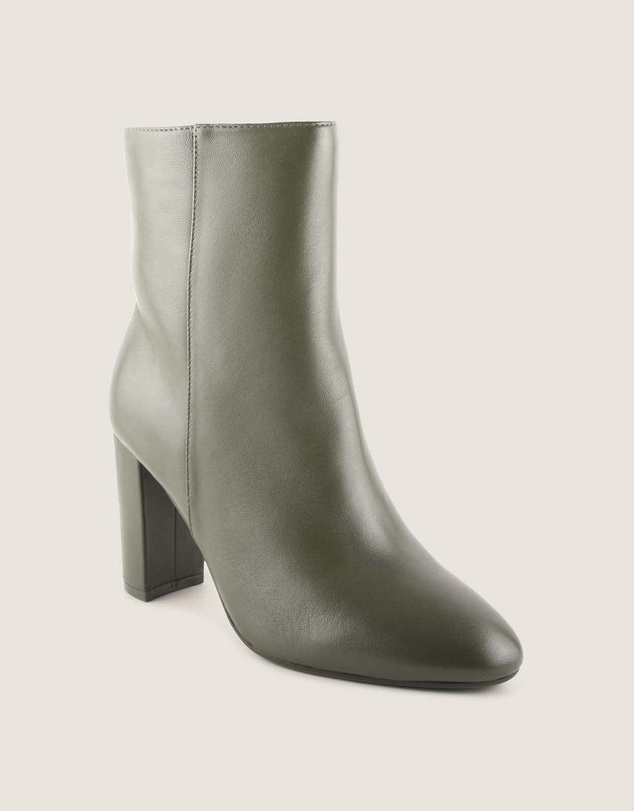 Shelly Shen - Stella Heel Ankle Boots Dark Olive Leather