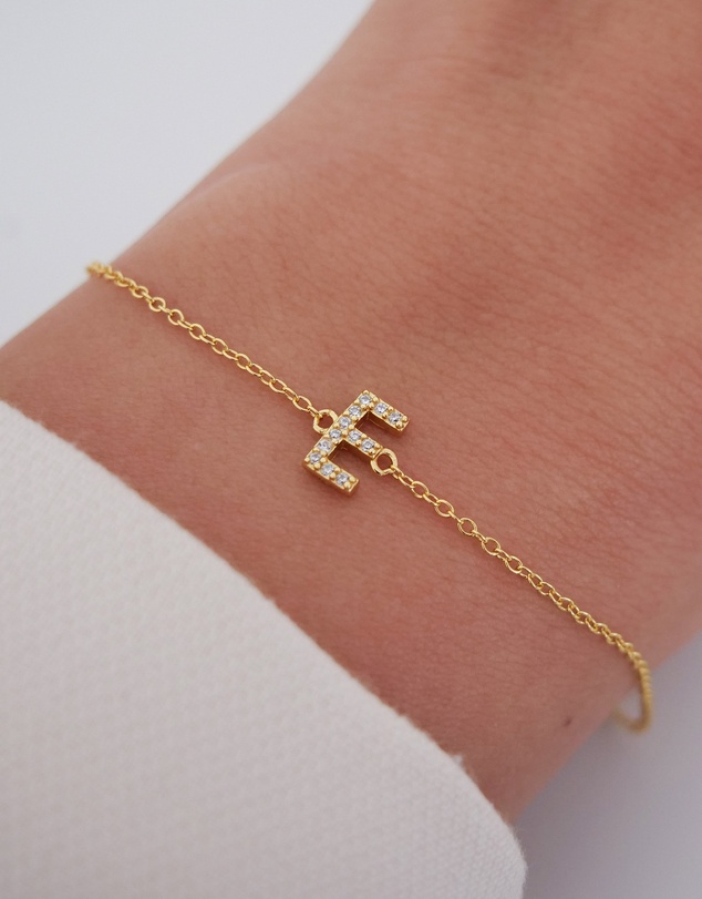 The Silver Collective - A-Z Letter Bracelet Gold - E