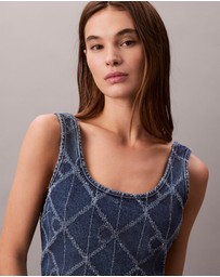 Calvin Klein Jeans - Denim Allover Monogram Cropped Tank Top
