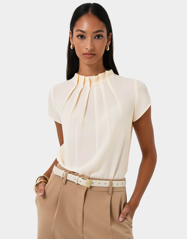 Forcast - Olivia Pleated High Neck Top